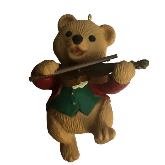 Hallmark Other - VTG HALLMARK KEEPSAKE '91 "Fiddlin' Around" Bear Violin Xmas Christmas Ornament